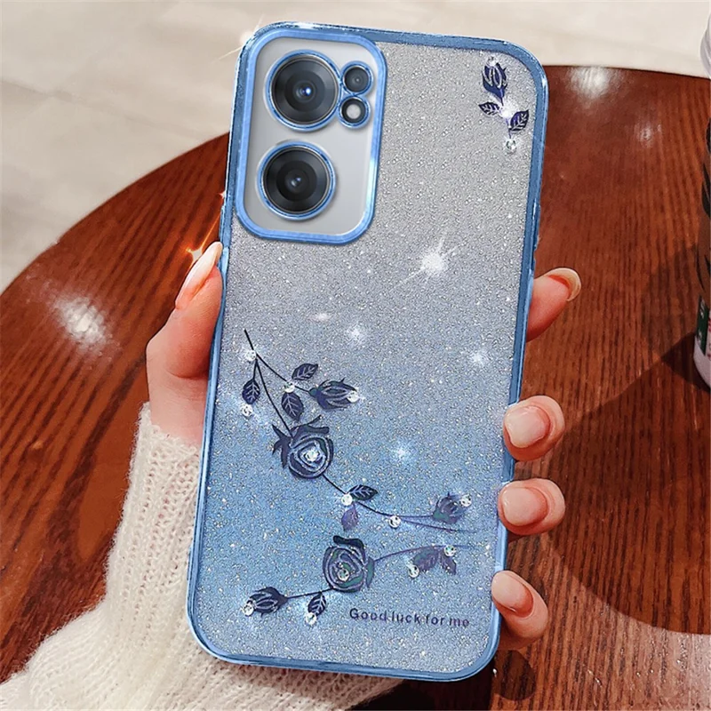 KADEM For OnePlus Nord CE 2 5G Case Anti-Scratch Phone Shell Flower Decor Phone Cover - Blue