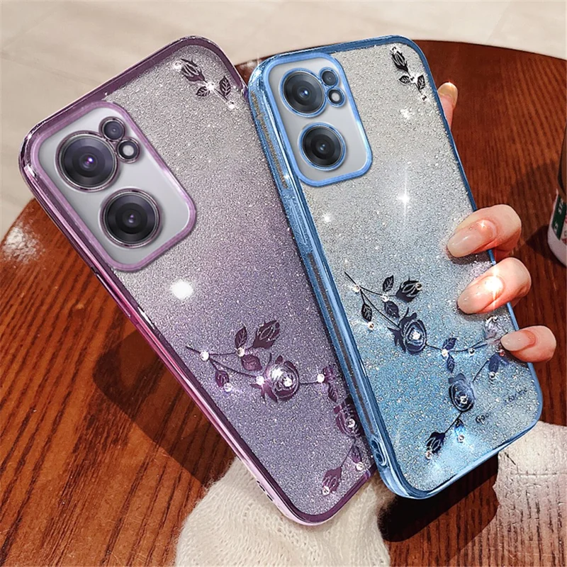 KADEM For OnePlus Nord CE 2 5G Case Anti-Scratch Phone Shell Flower Decor Phone Cover - Blue