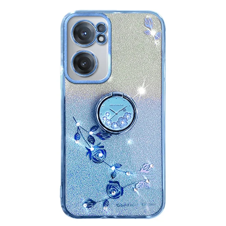 KADEM Para OnePlus Nord CE 2 5G Case TPU Anel Kickstand Glitter Protetor de Telefone Móvel - Azul