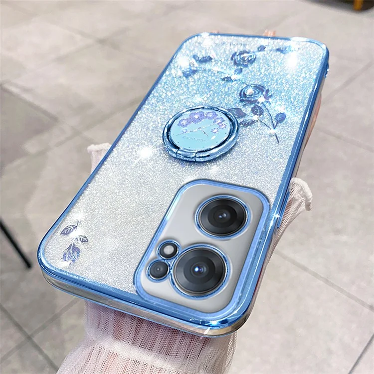 KADEM Para OnePlus Nord CE 2 5G Case TPU Anel Kickstand Glitter Protetor de Telefone Móvel - Azul