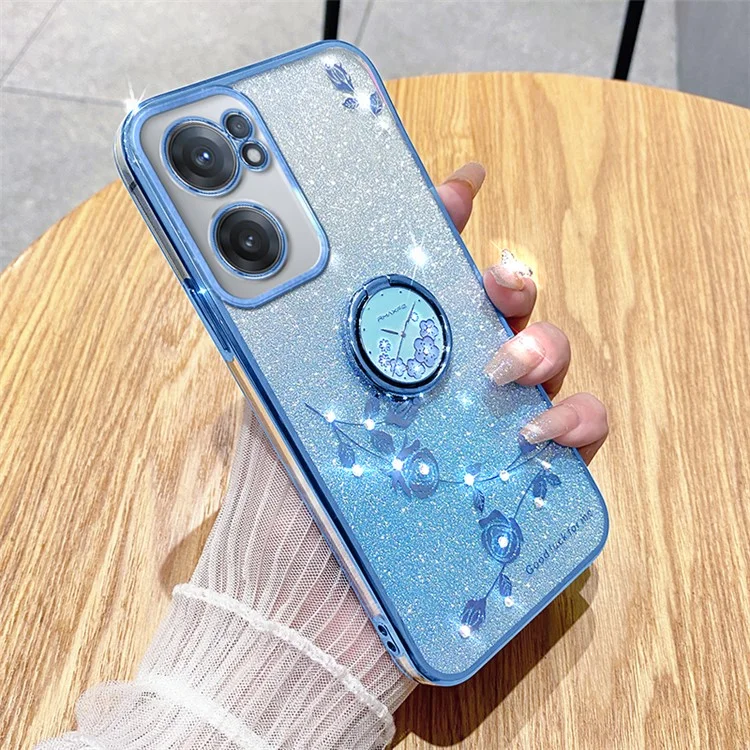 KADEM Para OnePlus Nord CE 2 5G Case TPU Anel Kickstand Glitter Protetor de Telefone Móvel - Azul