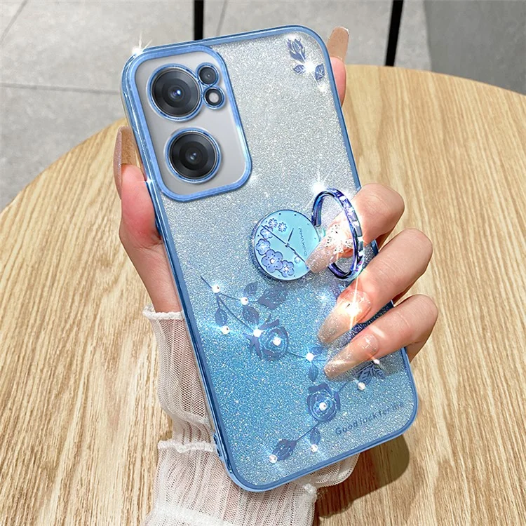 KADEM Para OnePlus Nord CE 2 5G Case TPU Anel Kickstand Glitter Protetor de Telefone Móvel - Azul