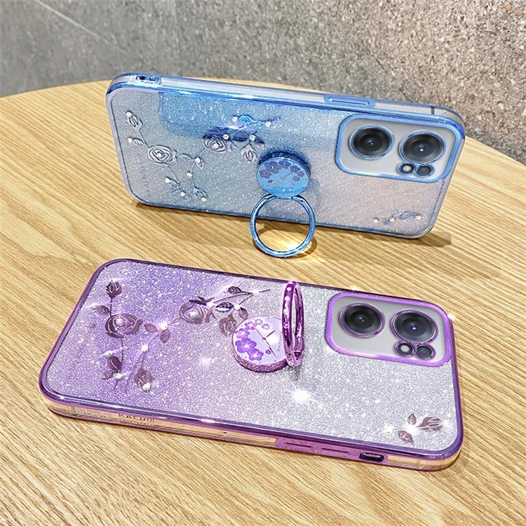 KADEM Para OnePlus Nord CE 2 5G Case TPU Anel Kickstand Glitter Protetor de Telefone Móvel - Azul