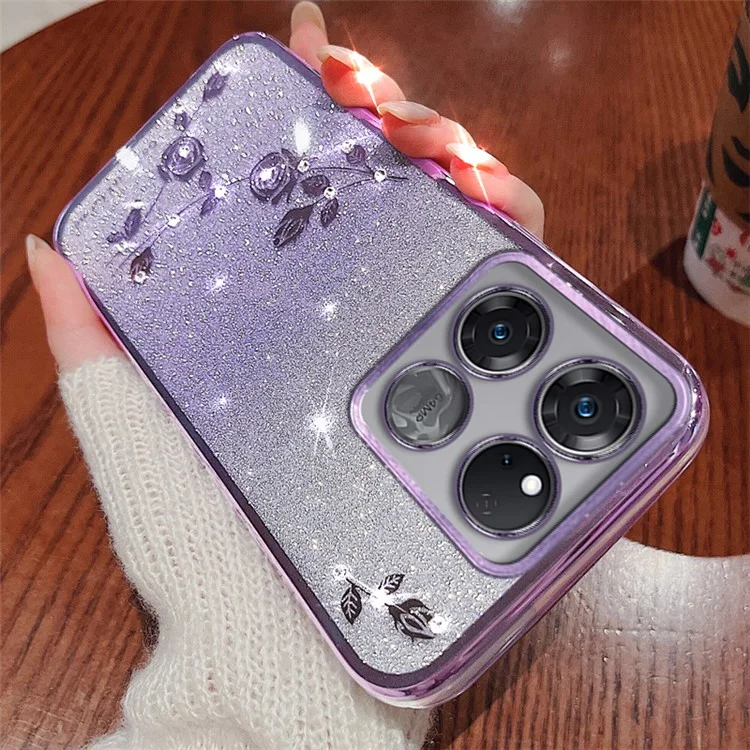 Capa de Telefone KADEM para OnePlus 10T 5G / Ace Pro 5G - Capa com Decoração Floral - Roxo