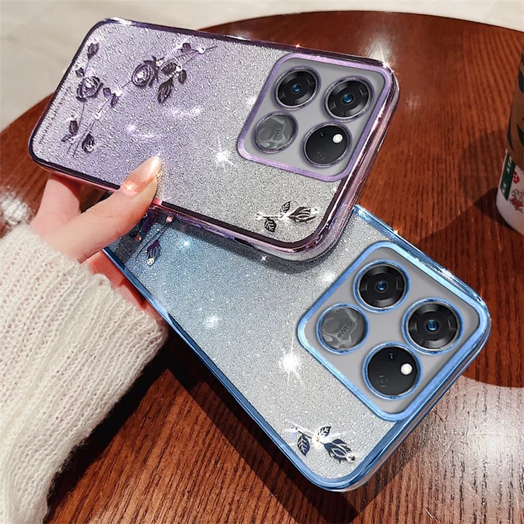 Capa de Telefone KADEM para OnePlus 10T 5G / Ace Pro 5G - Capa com Decoração Floral - Roxo