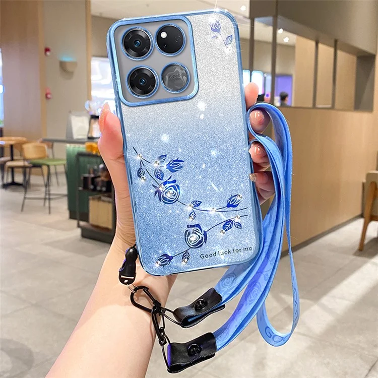 KADEM Для чехла OnePlus Ace Racing 5G с блестками Противоударная телефонная TPU-крышка с ремешком - синий