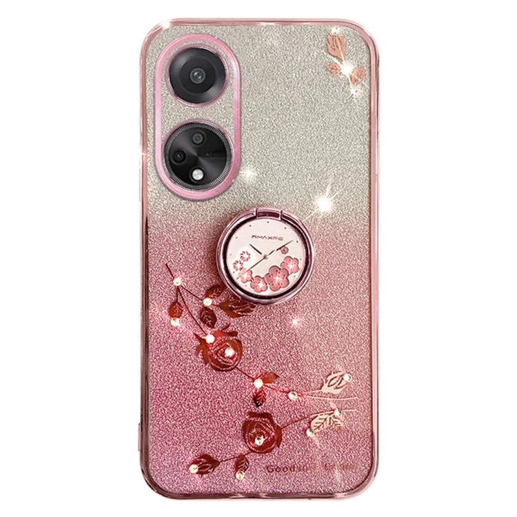 KADEM Für Oppo A58 4G Handyhülle Glitter Ring Kickstand TPU Handyhülle - Rose Gold