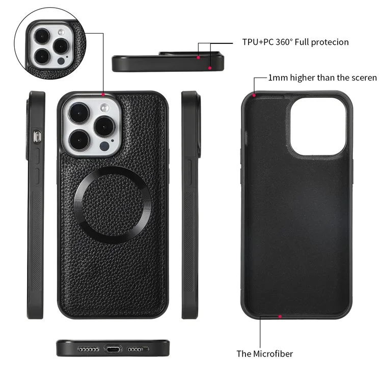 POLA Style 001 For iPhone 14 Pro Max Case RFID Blocking Detachable Leather Wallet Phone Cover - Black