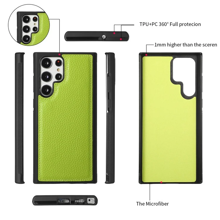 POLA Style 001 für Samsung Galaxy S23 Ultra Case PU-Leder-Telefonabdeckung mit abnehmbarer Geldbörse - Grün