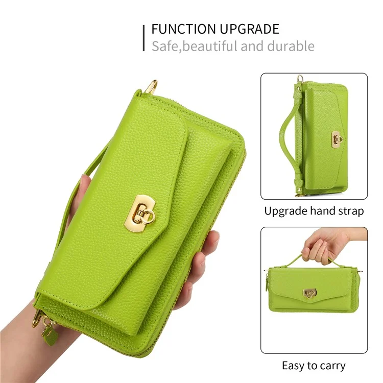 POLA Style 001 für Samsung Galaxy S23 Ultra Case PU-Leder-Telefonabdeckung mit abnehmbarer Geldbörse - Grün