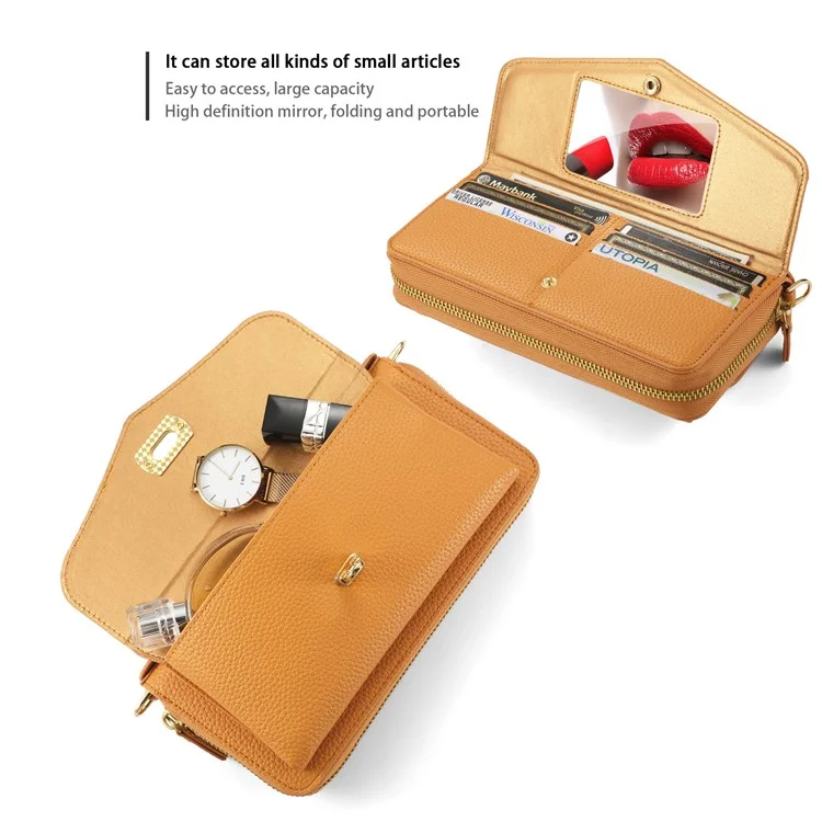POLA Style 001 Für Samsung Galaxy S22 Ultra 5G Case Abnehmbare Brieftasche Stoßsichere Lederhandy-Abdeckung - Orange