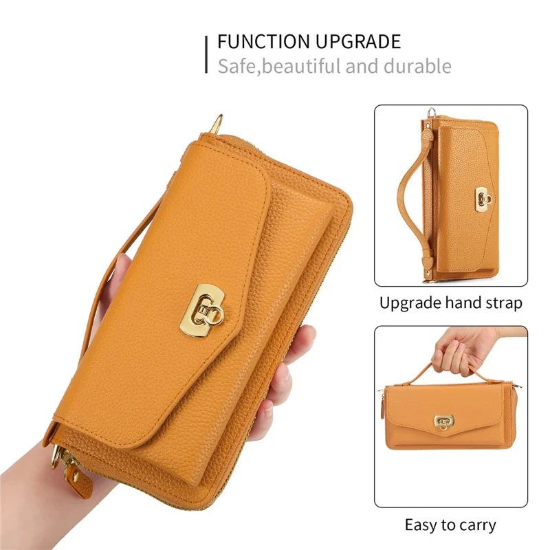 POLA Style 001 Für Samsung Galaxy S22 Ultra 5G Case Abnehmbare Brieftasche Stoßsichere Lederhandy-Abdeckung - Orange