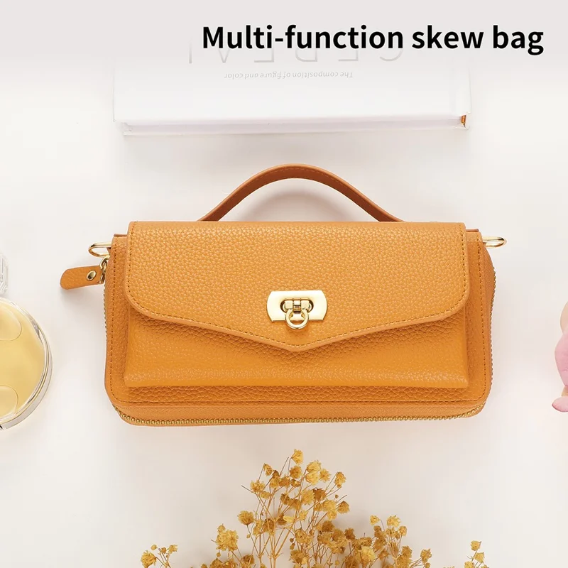 POLA Style 001 Für Samsung Galaxy S22 Ultra 5G Case Abnehmbare Brieftasche Stoßsichere Lederhandy-Abdeckung - Orange