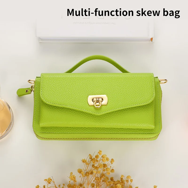 POLA Style 001 For Samsung Galaxy S22 Ultra 5G Case Detachable Wallet Bump Proof Leather Phone Cover - Green