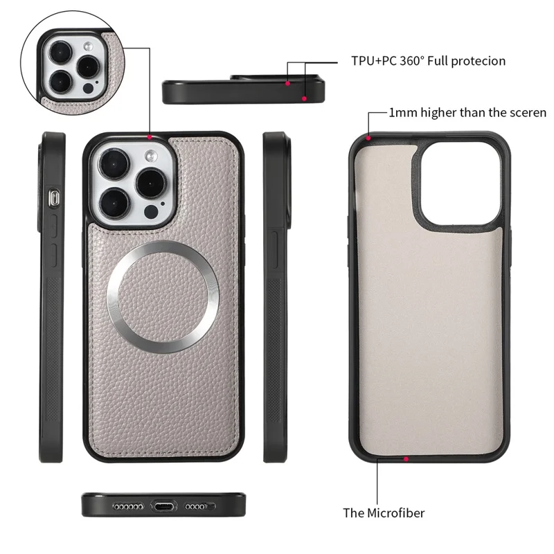 POLA Style 001 For iPhone 14 Pro Case Detachable Wallet Cell Phone Leather Cover - Grey