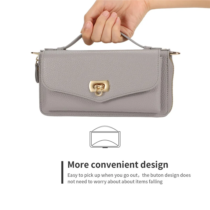 POLA Style 001 For iPhone 14 Pro Case Detachable Wallet Cell Phone Leather Cover - Grey