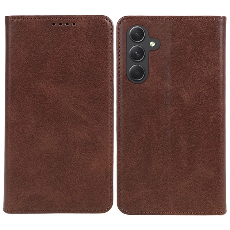 For Samsung Galaxy A15 5G Case Leather Wallet Cover Magnetic Auto Closing Phone Shell - Brown