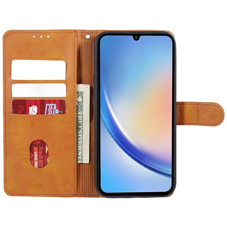 Pour Samsung Galaxy A15 5G Étui de téléphone portable en cuir PU Flip Phone Cover Wallet - Kaki