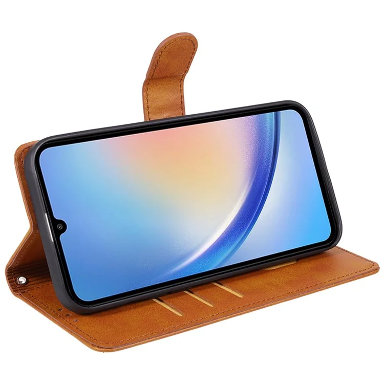 Pour Samsung Galaxy A15 5G Étui de téléphone portable en cuir PU Flip Phone Cover Wallet - Kaki