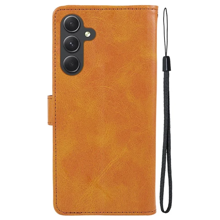 Pour Samsung Galaxy A15 5G Étui de téléphone portable en cuir PU Flip Phone Cover Wallet - Kaki