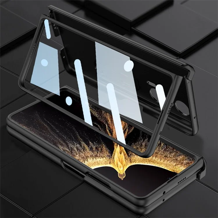 GKK For Honor Magic Vs 5G Case Magnetic Hinge Kickstand PC Cover with Tempered Glass Screen Film - Black