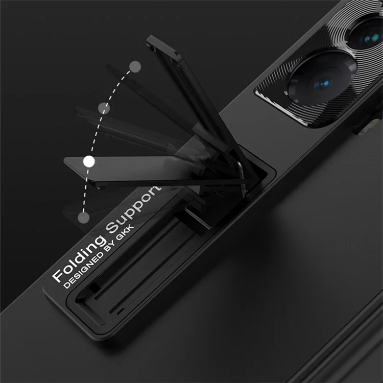 GKK For Honor Magic Vs 5G Case Magnetic Hinge Kickstand PC Cover with Tempered Glass Screen Film - Black
