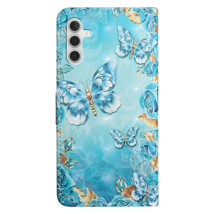 Para Samsung Galaxy S23 FE Funda 3D Patrón de Cuero Flip Funda de Teléfono - Mariposa Azul