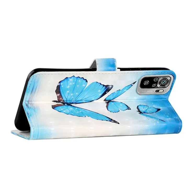 Pour Xiaomi Redmi Note 10 4G / Note 10s 4G / Poco M5s 4G Case 3D Pattern Flip Phone Cover - Trois Papillons