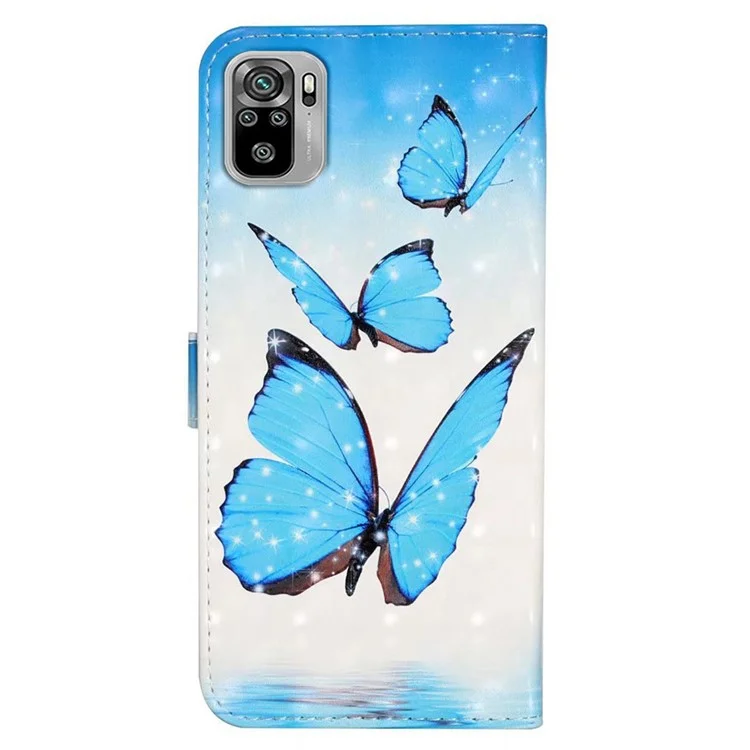 Pour Xiaomi Redmi Note 10 4G / Note 10s 4G / Poco M5s 4G Case 3D Pattern Flip Phone Cover - Trois Papillons