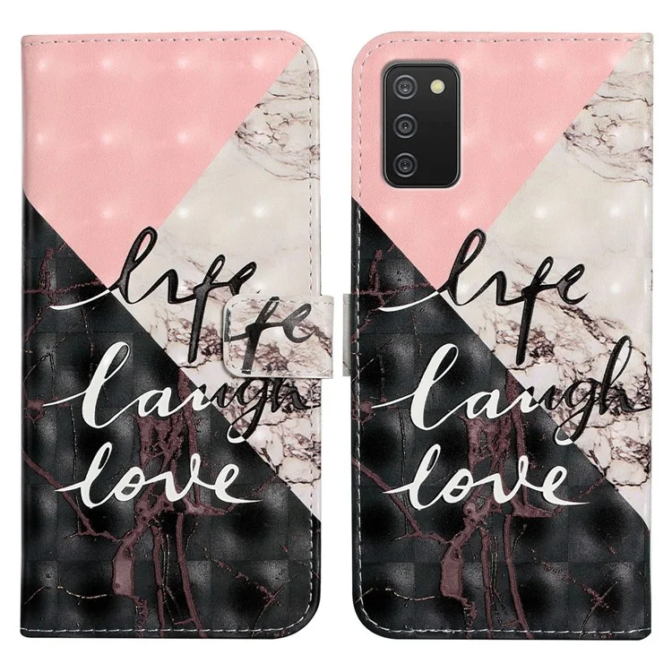 For Samsung Galaxy A03s (164.2 x 75.9 x 9.1mm) Case 3D Pattern Printed PU Leather Phone Cover - Tri-color Marble