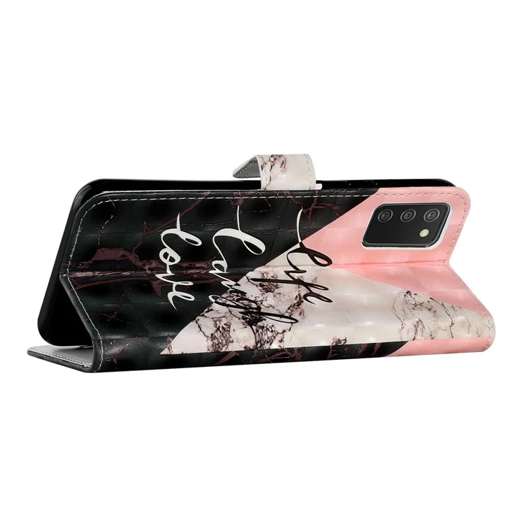 For Samsung Galaxy A03s (164.2 x 75.9 x 9.1mm) Case 3D Pattern Printed PU Leather Phone Cover - Tri-color Marble