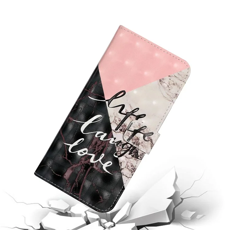 For Samsung Galaxy A03s (164.2 x 75.9 x 9.1mm) Case 3D Pattern Printed PU Leather Phone Cover - Tri-color Marble