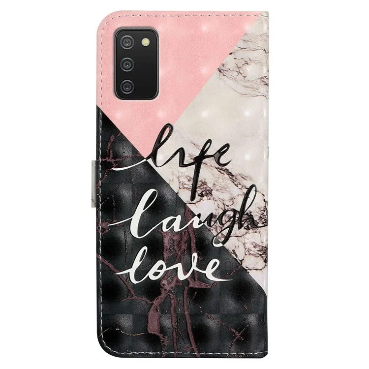 For Samsung Galaxy A03s (164.2 x 75.9 x 9.1mm) Case 3D Pattern Printed PU Leather Phone Cover - Tri-color Marble