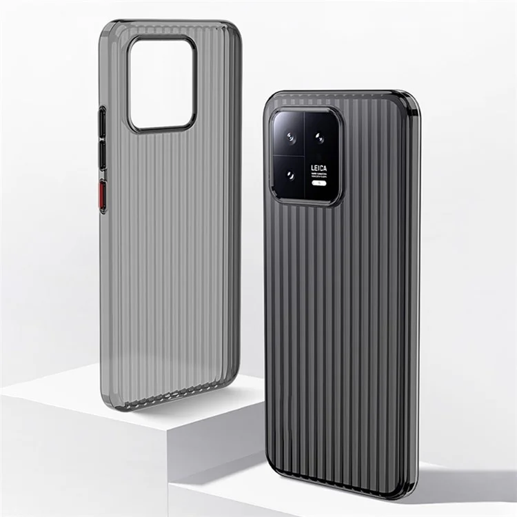 Para Xiaomi 13 Pro 5g Case de Textura Corrugada Tampa do Telefone PC Rígido - Preto Transparente Fosco
