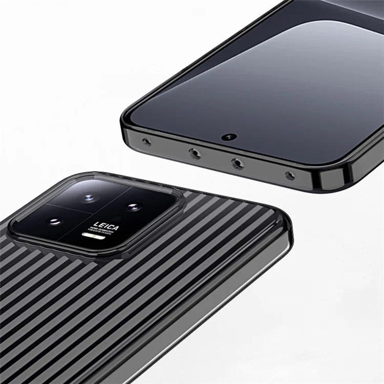 Para Xiaomi 13 Pro 5g Case de Textura Corrugada Tampa do Telefone PC Rígido - Preto Transparente Fosco