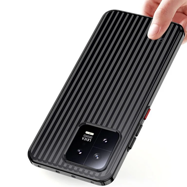 Para Xiaomi 13 Pro 5g Case de Textura Corrugada Tampa do Telefone PC Rígido - Preto Transparente Fosco