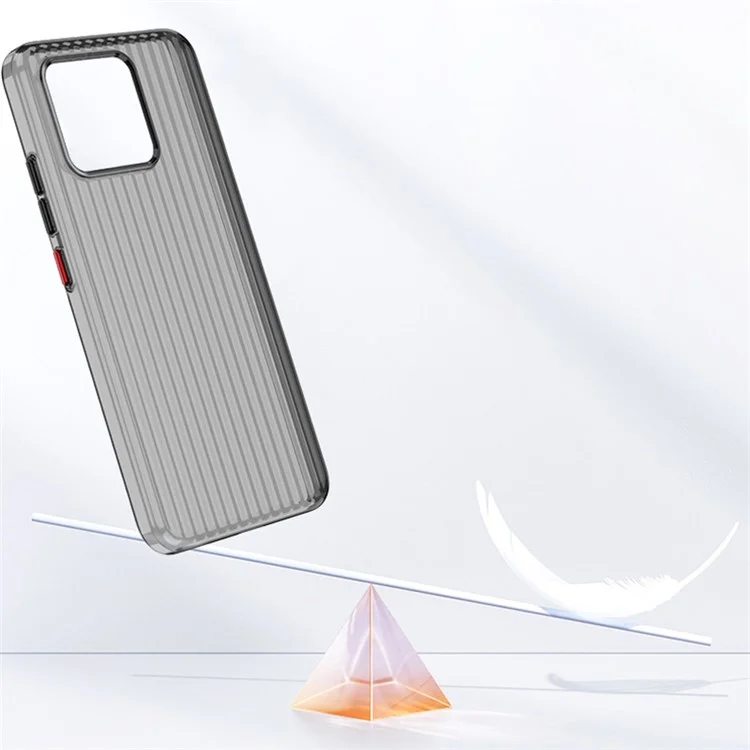 Pour Étui Xiaomi 13 Texture Cannelée Résistant aux Chocs Coque Rigide en PC - Noir Transparent