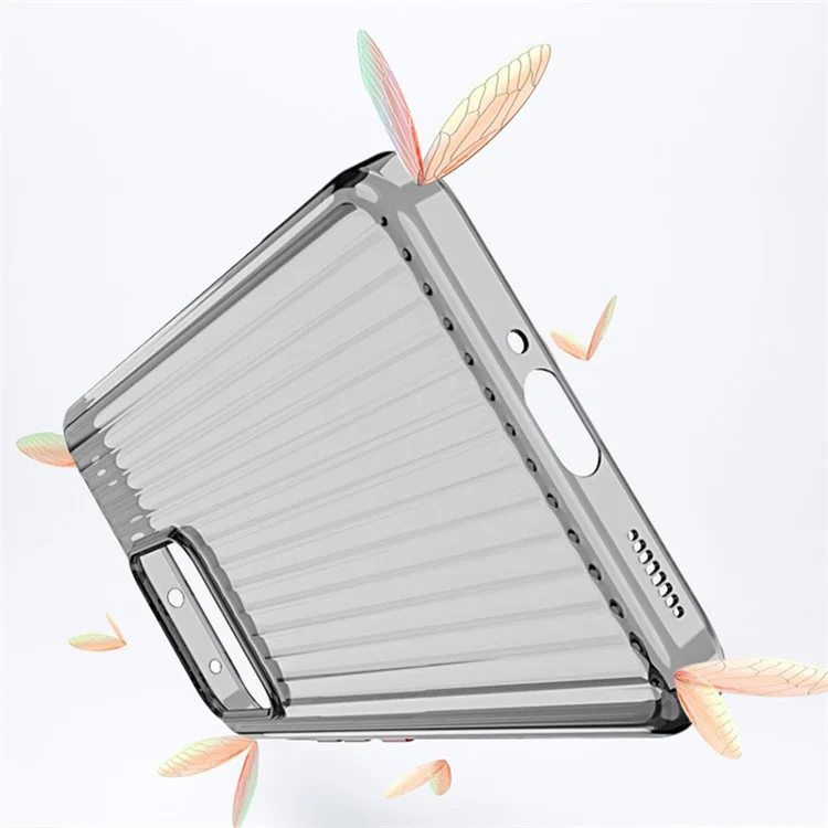 Pour Étui Xiaomi 13 Texture Cannelée Résistant aux Chocs Coque Rigide en PC - Noir Transparent