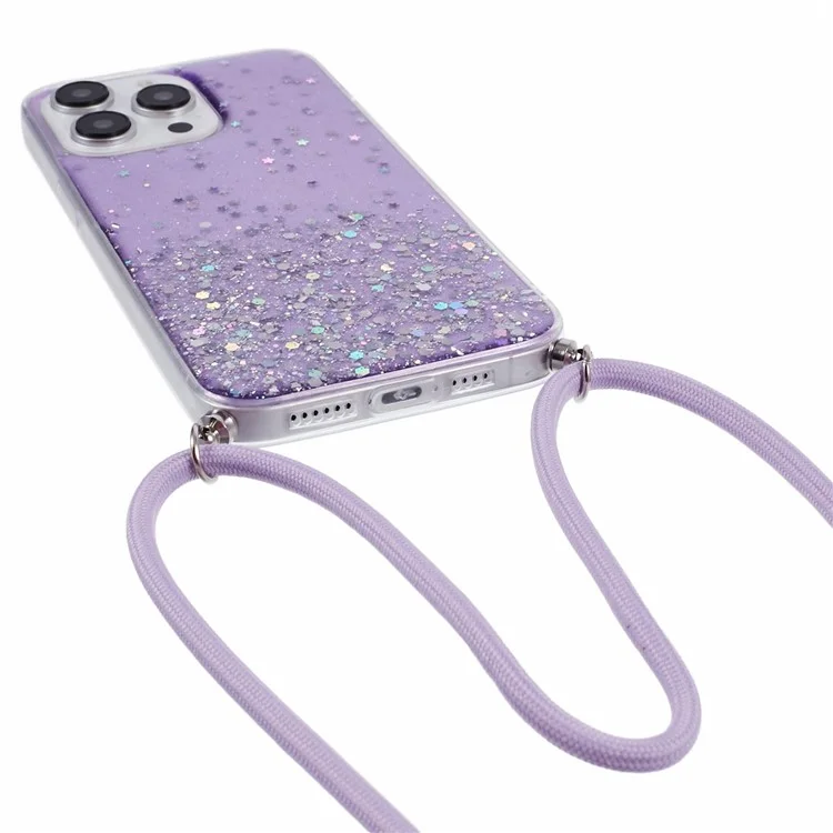 Serie AW para iPhone 15 Pro Funda Telefónica Slim-Fit Epoxy Flexible de TPU con Cordón - Púrpura