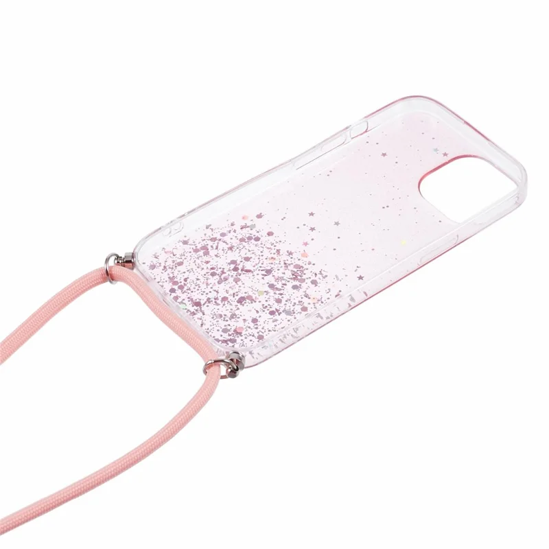 Serie AW per iPhone 12 Pro / 12 Case Sparkle Epoxy TPU Phone Shell con Cinturino - Rosa