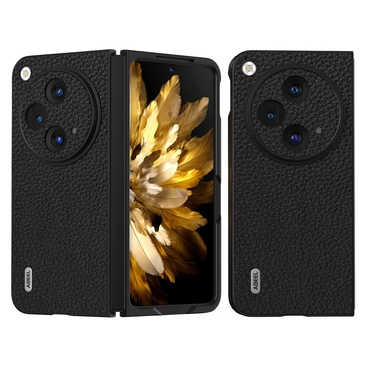 ABEEL für Oppo Find N3 5G / OnePlus Open Case Echtes Rindsleder Hartschalenabdeckung - Schwarz