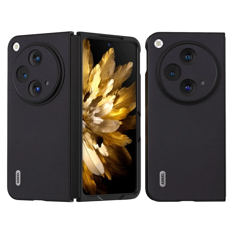 ABEEL Pour Oppo Find N3 5G / OnePlus Couvercle Ouvert Étui de Protection en Cuir Texturé+PC - Noir