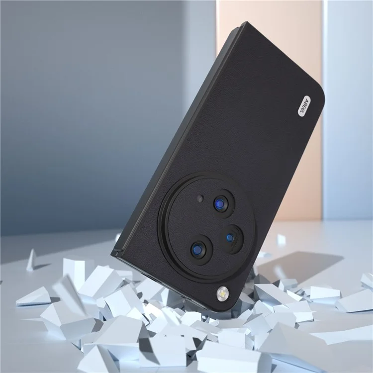 ABEEL Pour Oppo Find N3 5G / OnePlus Couvercle Ouvert Étui de Protection en Cuir Texturé+PC - Noir