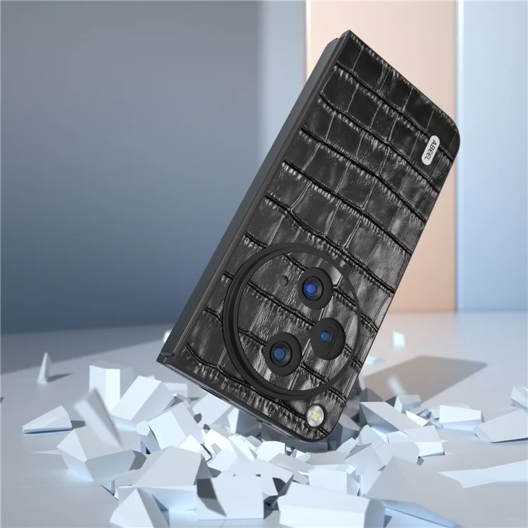 ABEEL Für Oppo Find N3 5G / OnePlus Open Case Echtes Rindsleder+PC Rückseiten-Handytasche - Schwarz