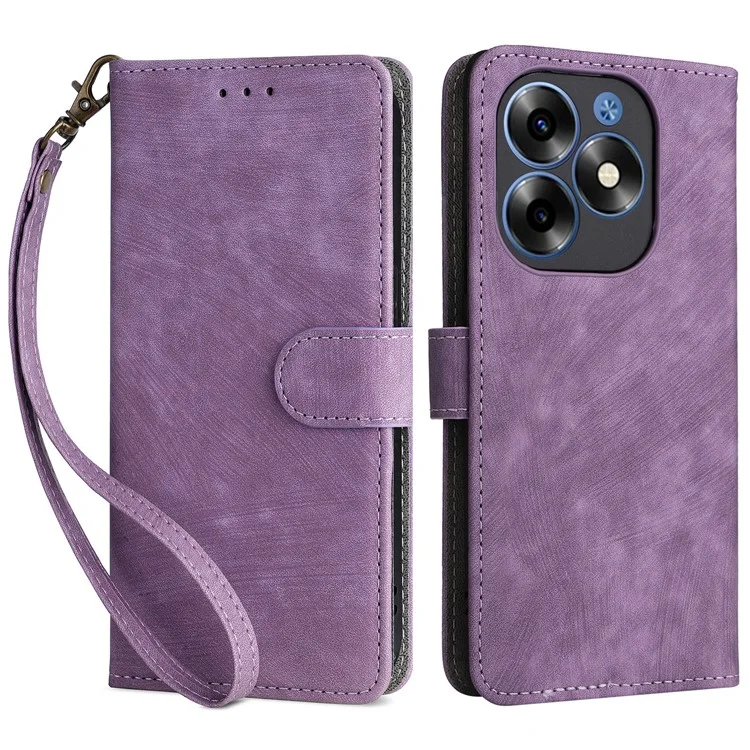 Pour le boîtier itel S23+ / S681LN Étui anti-rayures à blocage RFID avec bandoulière en cuir - Violet