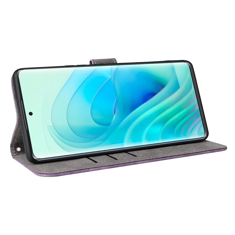 Pour le boîtier itel S23+ / S681LN Étui anti-rayures à blocage RFID avec bandoulière en cuir - Violet