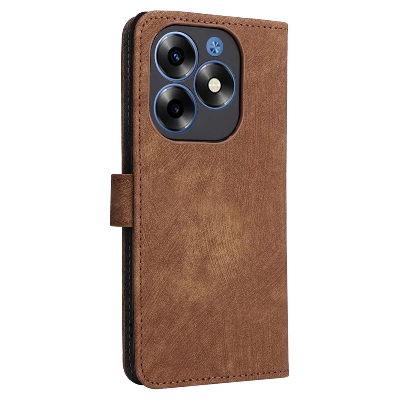 For itel S23+ / S681LN Case RFID Blocking Anti-Scratch Phone Shell Leather Cover with Strap - Brown