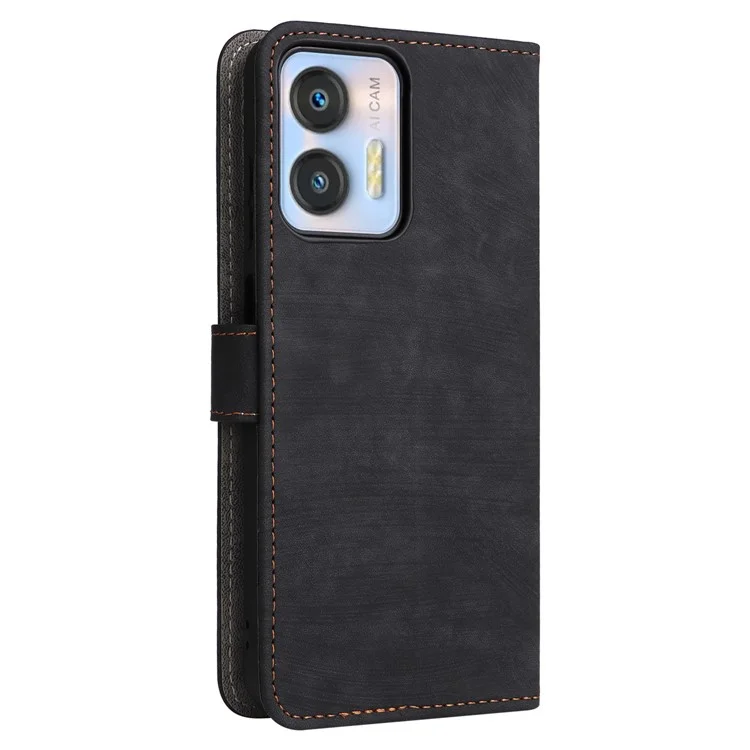 Para Oukitel C36 / C35 Mobile Phone Shell PU Leather Case RFID Blocking Cover with Strap - Preto