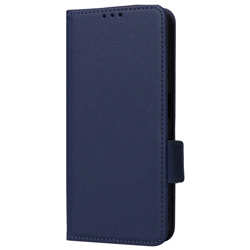 For Oukitel C36 / C35 Case Anti-Collision Litchi Texture PU Leather Smartphone Cover with Strap - Dark Blue