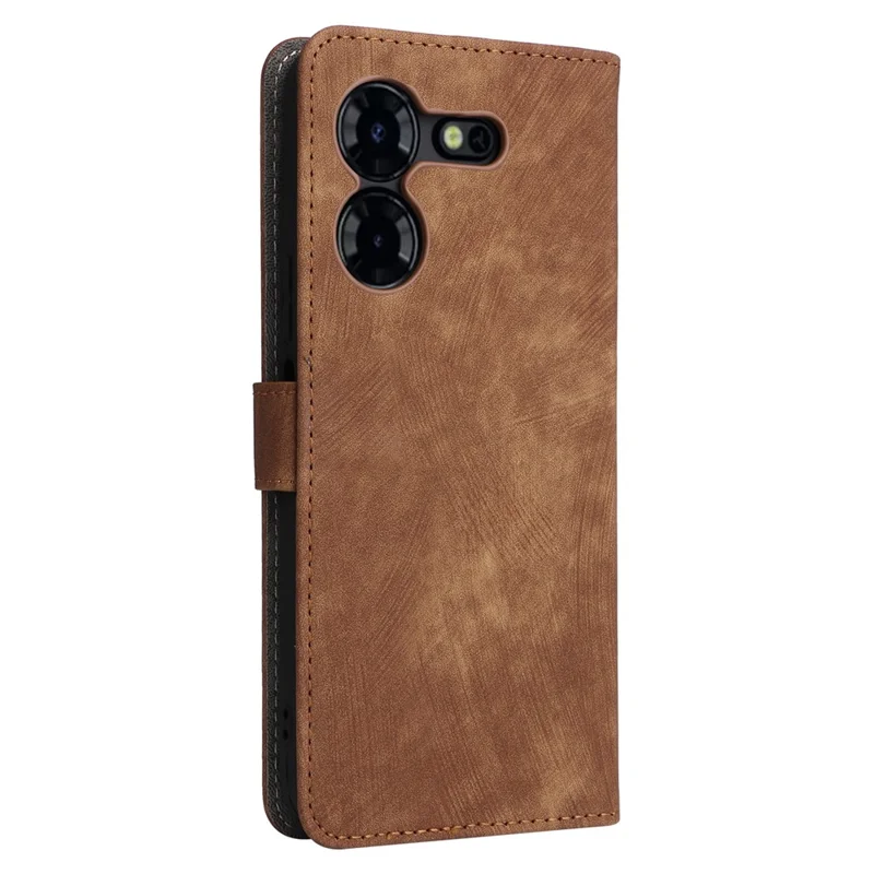Phone Case for TECNO Pova 5 Pro 5G / LH8n Phone Shell RFID Blocking PU Leather Cover with Strap - Brown